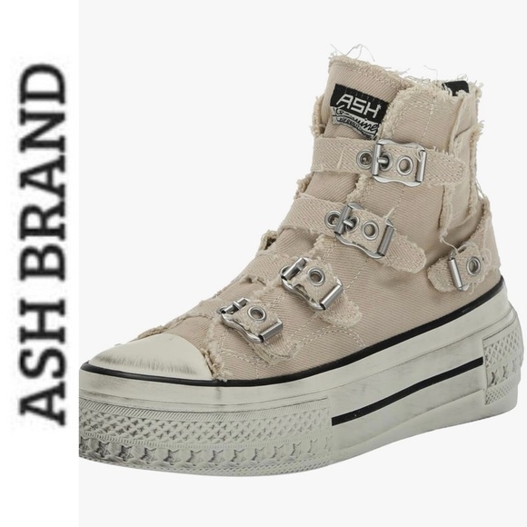 Ash Shoes - NEW W/BOX ASH Rainbow Washed Canvas High Top Sneakers in Sand 39